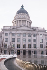 Image showing Winter Fountain Landscape Salt Lake City Utah Capital Architectu