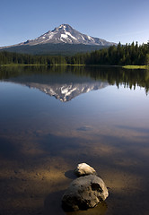 Image showing Calm Clear Water Trillium Lake Mount Hood Oregon State