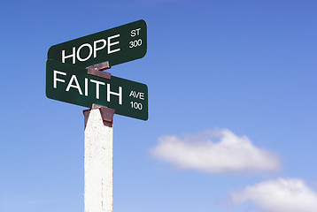 Image showing Hope Faith Emotion Idea Signs Crossraods Street Avenue Sign 