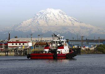 Image showing Tugboat Guide Vessel Waterfront Bay Thea Foss Waterway Rainier T