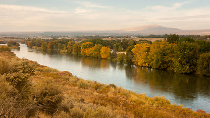 Image showing Storm Clearing Over Agricultural Land Yakima River Central Washi