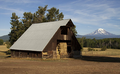 Image showing Hay Barn Ranch Countryside Mount Adams Mountain Farmland Landsca