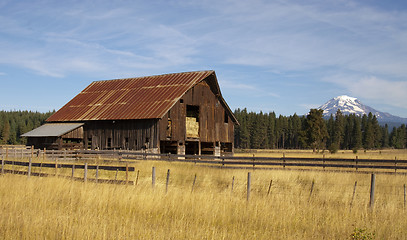 Image showing Ranch Barn Countryside Mount Adams Mountain Farmland Landscape