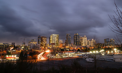 Image showing Cloudy Skies Evening Sunset City Architecture Landscape Bellevue