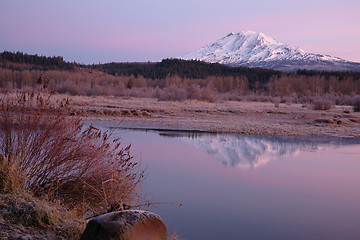 Image showing Still Morning Sunrise Trout Lake Adams Mountain Gifford Pinchot 