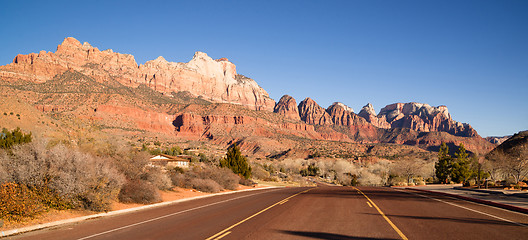 Image showing Two Lane Road Hoighway Travels Desert Southwest Utah Landscape 