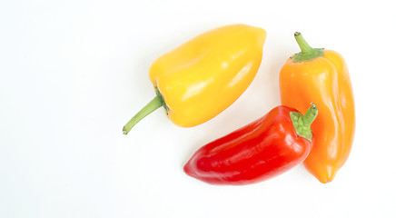 Image showing Mini Sweet Red Yellow Orange Sweet Peppers Hot Raw Food