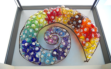Image showing Round Blown Art Glass Float Nautilus Themed Installation  