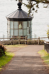 Image showing Lighthouse Tower Frosted Glass Fresnel Lens Cape Meares Pacific 