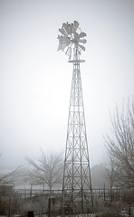 Image showing Old Broken Windmill Now Serves as Birdhouse Ranch Farm