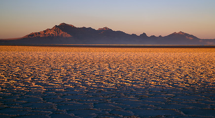 Image showing Sunset Bonneville Salt Flats Utah Silver Island Mountain Range