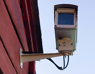 Image showing Enclosed Professional Security System Video Camera Mounted Outsi