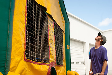 Image showing Man Clean Party Place Equipment Rental Fun Trampoline Balloon