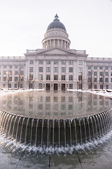 Image showing Winter Fountain Landscape Salt Lake City Utah Capital Architectu