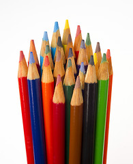 Image showing Art Supplies Color Pencils in A Group on White