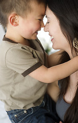 Image showing Mother and Son Bond Celebrating Close Ties Love Family