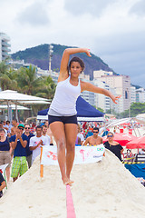 Image showing Slackline on Copacabana beach, Rio de Janeiro