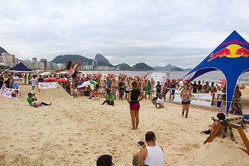 Image showing Slackline on Copacabana beach, Rio de Janeiro