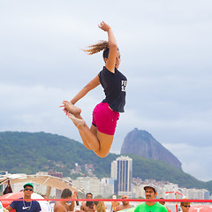 Image showing Slackline on Copacabana beach, Rio de Janeiro