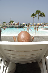 Image showing Bald headed man on vacation