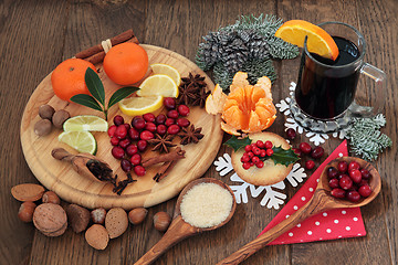 Image showing Christmas Food and Wine