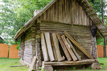 Image showing old  ancient rustic log house 