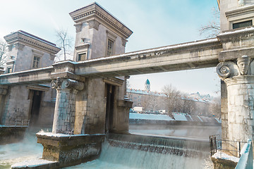 Image showing Sluice on the River Ljubljanica, Ljubljana, Slovenia.