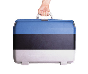 Image showing Used plastic suitcase with stains and scratches