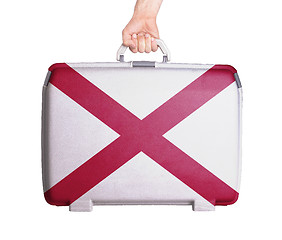 Image showing Used plastic suitcase with stains and scratches