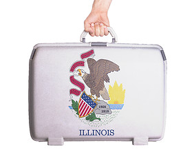 Image showing Used plastic suitcase with stains and scratches