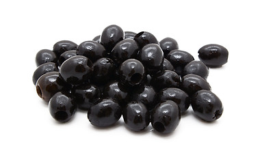 Image showing Pitted black olives in oil