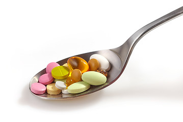 Image showing medical pills in a spoon