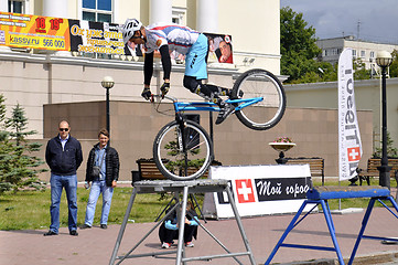 Image showing Mikhail Sukhanov ? the champion of Russia on a cycle trial, acts