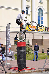 Image showing Timur Ibragimov ? the champion of Russia on a cycle trial, acts 