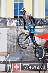 Image showing Mikhail Sukhanov ? the champion of Russia on a cycle trial, acts