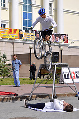 Image showing Timur Ibragimov ? the champion of Russia on a cycle trial, acts 