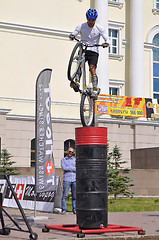 Image showing Timur Ibragimov ? the champion of Russia on a cycle trial, acts 