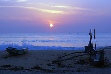 Image showing Sunrise on the sea coast