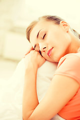 Image showing woman sleeping on the couch at home