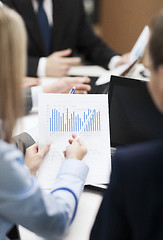 Image showing close up of chats, laptop and graphs in office