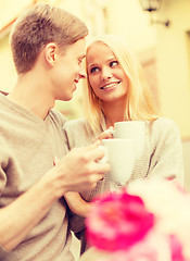 Image showing romantic happy couple in the cafe