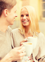 Image showing romantic happy couple in the cafe