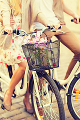 Image showing couple with bicycles in the city