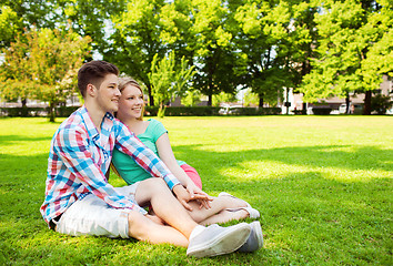 Image showing smiling couple in park