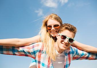 Image showing smiling couple having fun outdoors