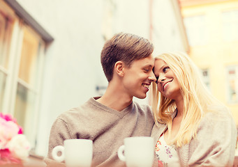 Image showing romantic happy couple in the cafe