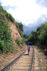 Image showing Walking on the rail