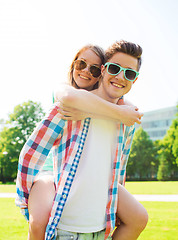 Image showing smiling couple having fun in park