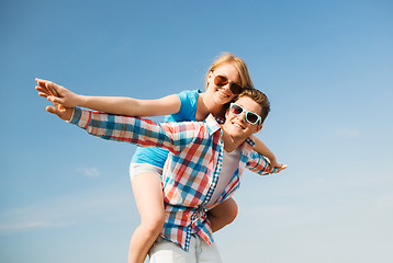 Image showing smiling couple having fun outdoors