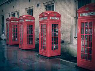 Image showing Retro look London telephone box